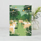 太陽の光が降り注ぐガーデンでの卒業パーティー 招待状 (スタンド正面)