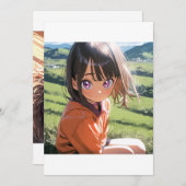 太陽の光が降り注ぐ草原の少女 招待状 (正面/裏面)