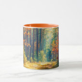 太陽の光で森カラフルの鮮やかな朝 マグカップ (中央)