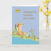 太陽の光とスマイルが良いカードを子供へ手に カード (黄色い花)