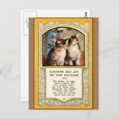 太陽の光と喜びあなたの誕生日、ヴィンテージ ポストカード (正面/裏面)