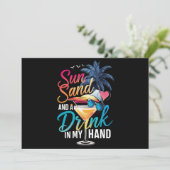 太陽の光と砂浜と手に飲み物 ビーチクルーズ 招待状 (スタンド正面)