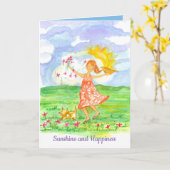 太陽の光と考え幸福の君 カード (黄色い花)