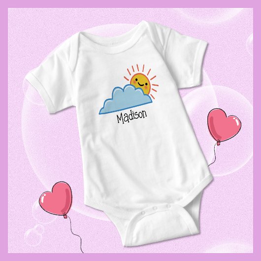 太陽の光と雲パーソナライズされた ベビーボディスーツ