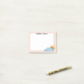 太陽の光と雲パーソナライズされた ポストイット (デスク上)