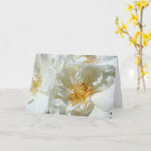 太陽の光に咲く野生の白いバラの花の写真カード カード (黄色い花)