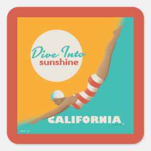 太陽の光に飛び込む カリフォルニア スクエアシール