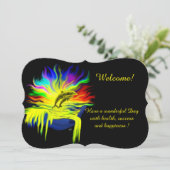 太陽の光の中のイルカ、あなたのテキストを追加 招待状 (スタンド正面)