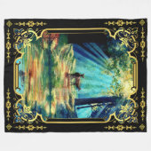 太陽の光の中の鹿の森と水のフリースbl フリースブランケット (正面(横))