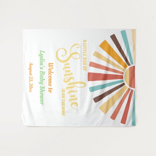 太陽の光の小さな赤ちゃんシャワー背景 タペストリー (正面(横))