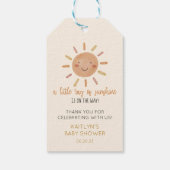 太陽の光の少し黄色い太陽の赤ちゃんシャワー ギフトタグ (裏面)