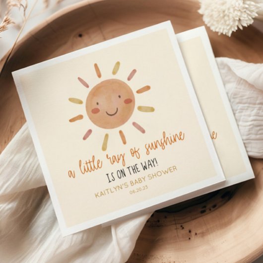 太陽の光の少し黄色い太陽の赤ちゃんシャワー スタンダードカクテルナプキン