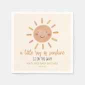 太陽の光の少し黄色い太陽の赤ちゃんシャワー スタンダードカクテルナプキン (正面)