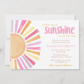 太陽の光の少女の赤ちゃんシャワーの小さな光線 招待状 (正面)