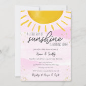太陽の光の赤ちゃん女の子シャワー 招待状 (正面)