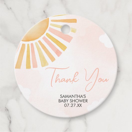 太陽の光の赤ん坊のシャワーの周り フェイバータグ (正面)