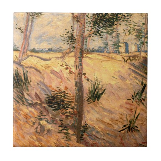 太陽の光る野原の木々 ヴィンセント・ヴァン・ゴッホ タイル (正面)