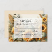 太陽の光を浴びた夏のひまわりが咲き誇る 出欠カード (正面/裏面)