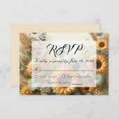 太陽の光を浴びた夏のひまわりが咲き誇る 出欠カード (正面/裏面)