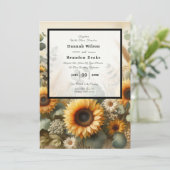 太陽の光を浴びて夏のひまわりが咲き誇る 招待状 (スタンド正面)