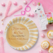 太陽の光線が差し込むイエロー ウェディングシャワーパーティー ペーパープレート (パーティー)