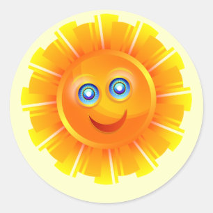 太陽の光、笑顔と幸せ ラウンドシール