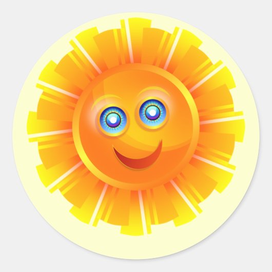 太陽の光、笑顔と幸せ ラウンドシール (正面)