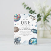 太陽の周りを初めての旅する宇宙飛行士の誕生日 ポストカード (スタンド正面)