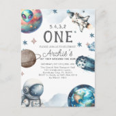 太陽の周りを初めての旅する宇宙飛行士の誕生日 ポストカード (正面)