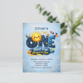 太陽の周りを初めての旅 お誕生日おめでとう！ スペース ファーストバースデー ポストカード (スタンド正面)