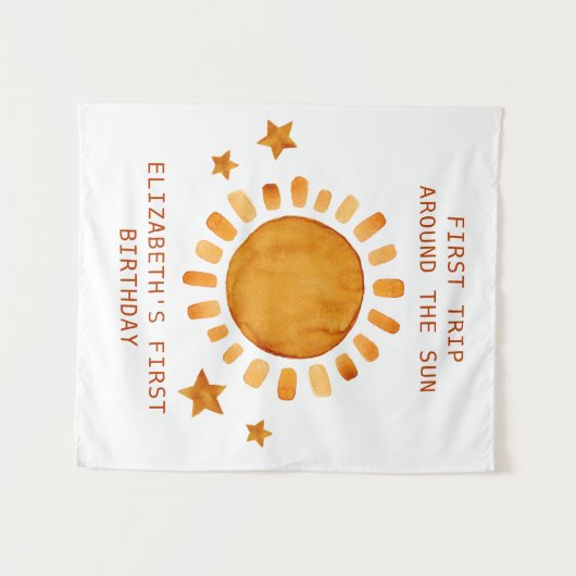 太陽の周りを初めての旅 - サンシャイン 1歳の誕生日 タペストリー (正面(横))