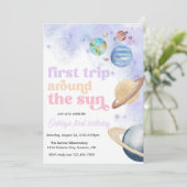 太陽の周りを初めての旅 スペース 誕生日招待状 招待状 (スタンド正面)