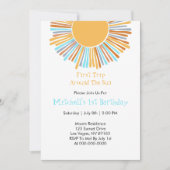 太陽の周りを初めての旅 レトロ ボヘミアンスタイルのサンシャイン 招待状 (正面)