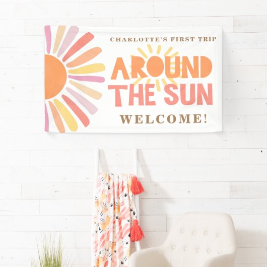 太陽の周りを初めての旅 誕生日おめでとう バックドロップ 横断幕 (インサイチュ)