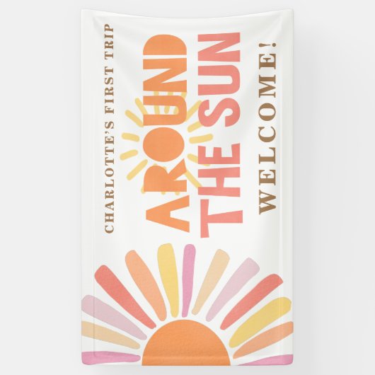 太陽の周りを初めての旅 誕生日おめでとう バックドロップ 横断幕 (縦)