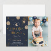 太陽の周りを初めての旅 誕生日招待状 招待状 (正面/裏面)