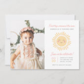 太陽の周りを初めての旅 1歳の誕生日パーティーの写真 招待状 (正面)