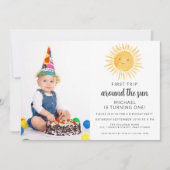 太陽の周りを初めての旅 1歳の誕生日写真 招待状 (正面)