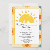 太陽の周りを初めての旅 1歳の誕生日 招待状 (正面)