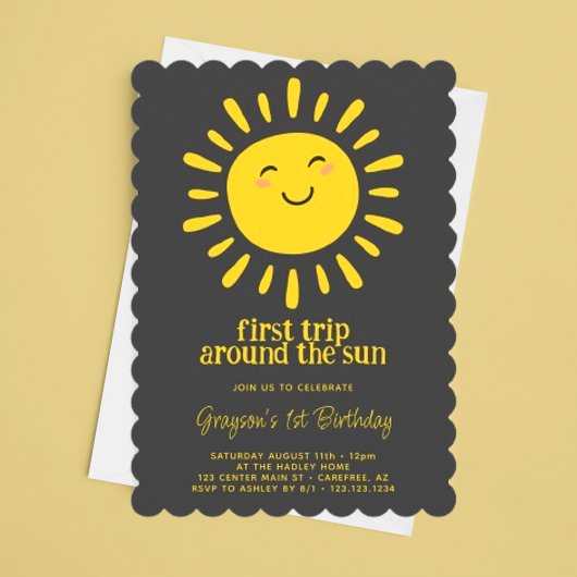 太陽の周りを初めての旅 1歳の誕生日 招待状