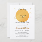 太陽の周りを初めて一周した紙飛行機の誕生日 招待状 (正面)