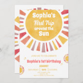 太陽の周りを初めて回るお祝いの招待状 招待状 (正面/裏面)