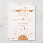 太陽の周りを初めて回るお祝いの招待状 招待状 (正面)