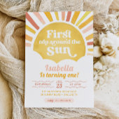 太陽の周りを初めて回るお誕生日おめでとう！ファーストバースデー 招待状
