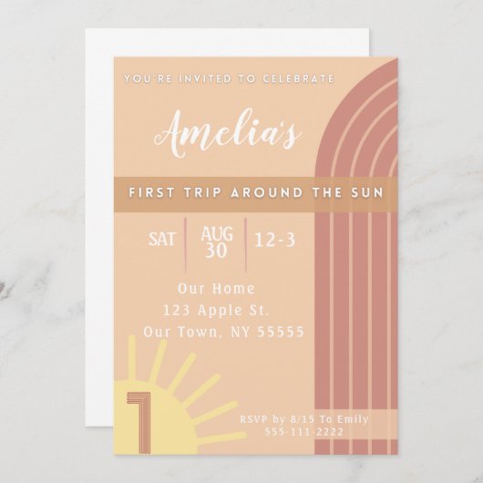 太陽の周りを初めて回るお誘い 招待状 (正面/裏面)