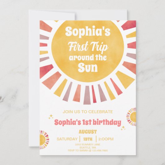太陽の周りを初めて回るお誘い 招待状 (正面)