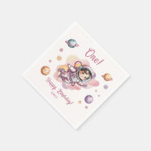 太陽の周りを初めて回る女の子のピンクの誕生日 スタンダードカクテルナプキン (角)