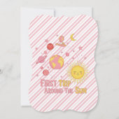 太陽の周りを初めて回る女の子 1歳の誕生日パーティー 招待状 (裏面)