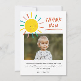 太陽の周りを初めて回る子供の写真 誕生日 サンキューカード