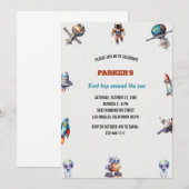 太陽の周りを初めて回る少年の誕生日 招待状 (正面/裏面)